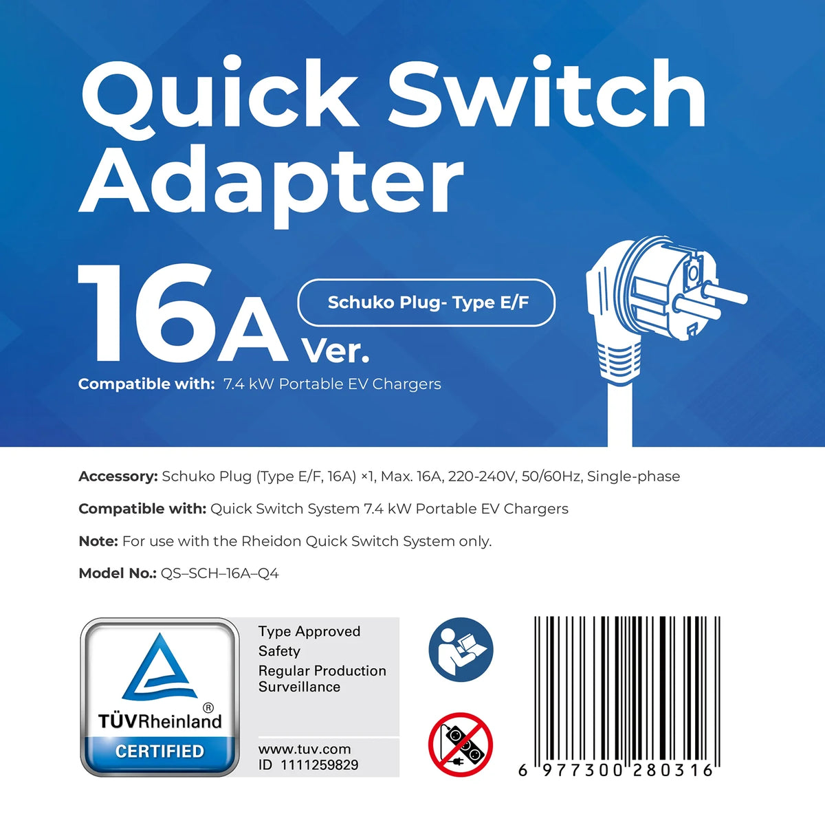 Adaptor pentru PC200 Pro 7K4 - Schuko (Tip E/F) 16A