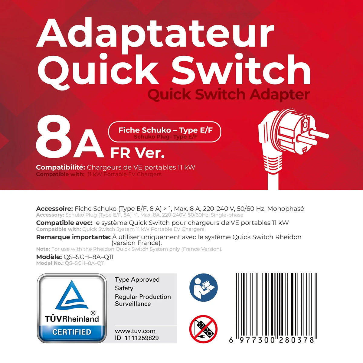 Adaptor pentru PC200 Pro 11K - Schuko (Type E/F) 8A